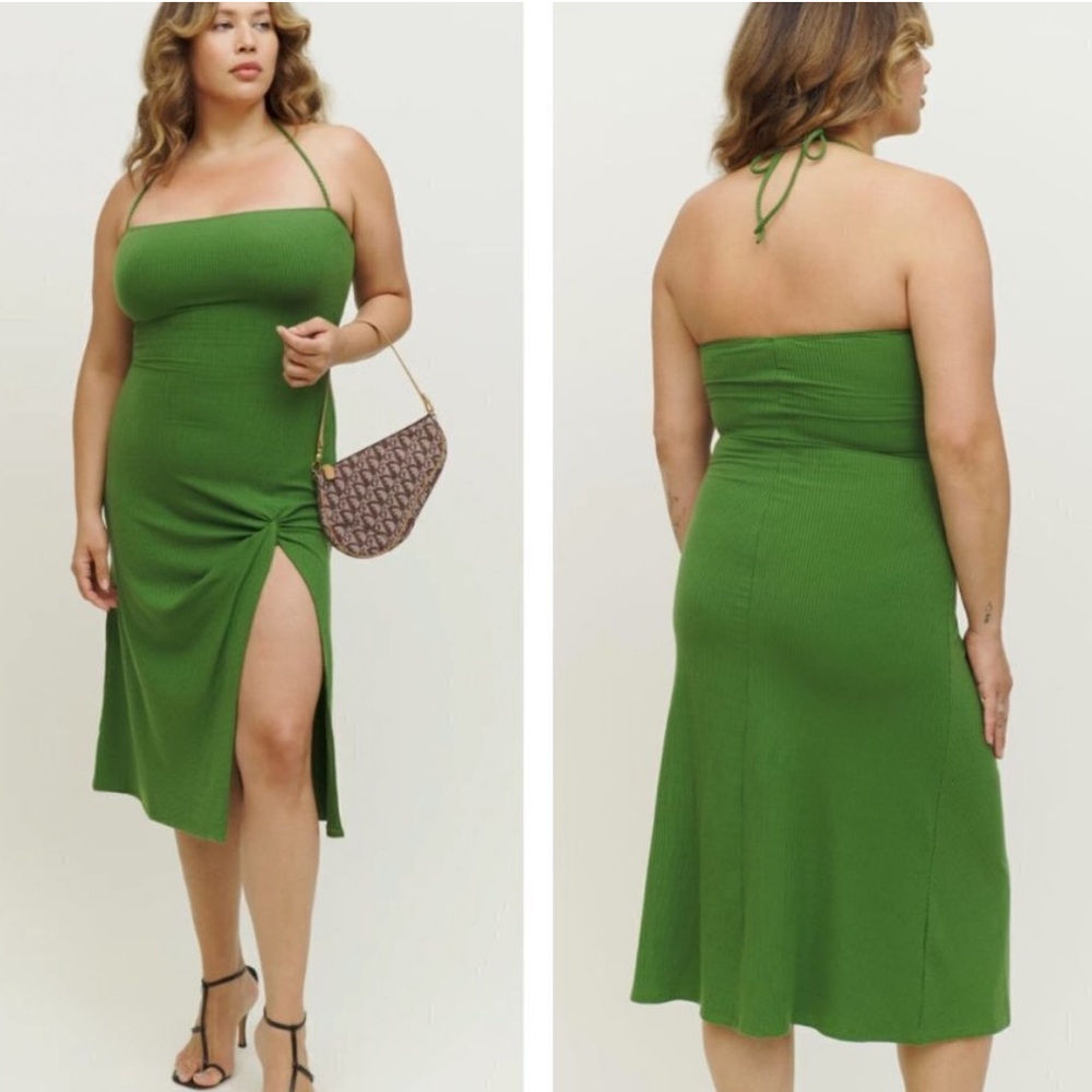 New! Reformation Hilo Knit Green Dress size small 1474